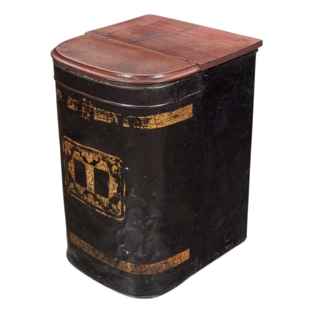 Huge Antique Chinese Tole and Hardwood Tea Caddy For Sale