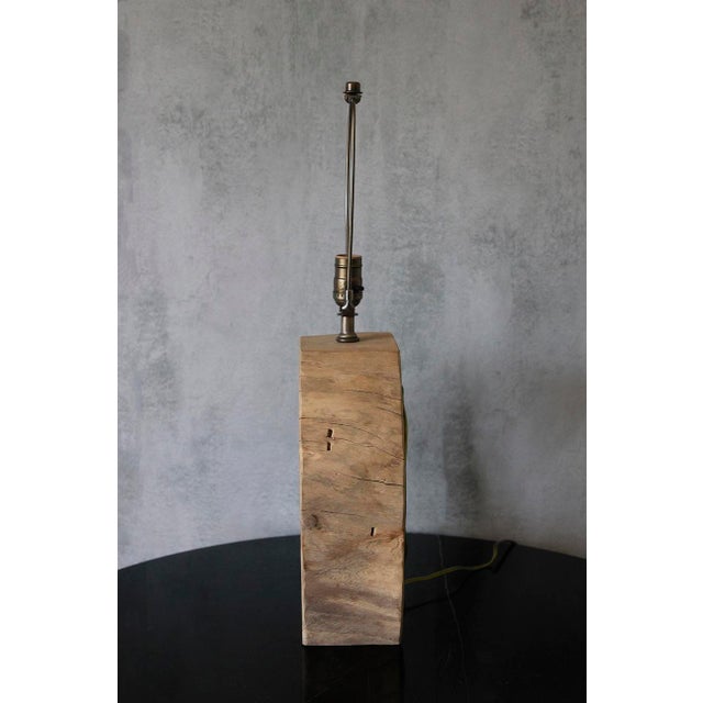 Rustic Teak Wood Table Lamp, Vintage Circular Design For Sale - Image 9 of 12
