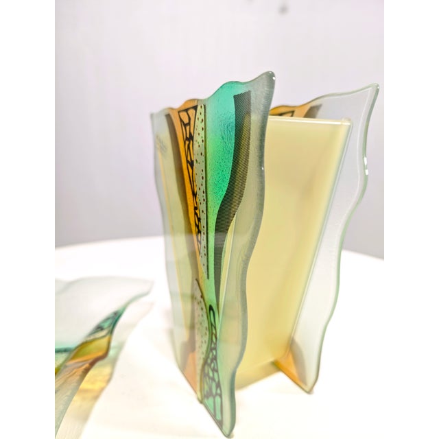 Murano Glass Vase and Centerpiece by Mario Bizzotti, Italy, 1980s, Set of 2 For Sale - Image 12 of 15