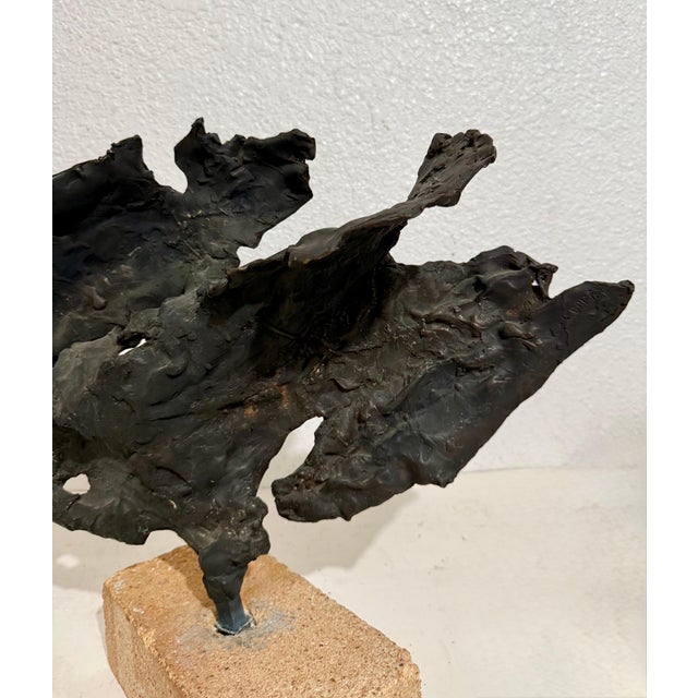 Zvi Aldouby, Brutalist Israeli Bronze Abstract Sculpture Wave Form Zvi Aldouby, c.1950's -1960's For Sale - Image 17 of 18