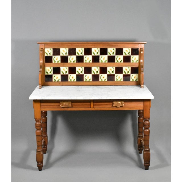 Edwardian Washstand in Marble and Birch, 1890s For Sale - Image 17 of 18
