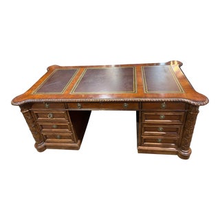 Hekman Leather Top Executive Desk For Sale
