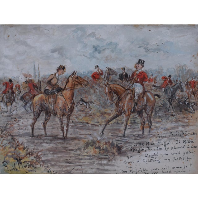 Traditional Scene: Bucket Scrubs Little Miss Muffet Watercolour by George Finch Mason For Sale - Image 3 of 5