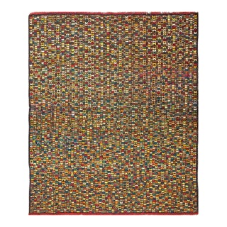 1930s Multicolor Geometric Bauhaus Antique Jerusalem Rug 5'6" X 6'8" Handknotted Wool Carpet For Sale