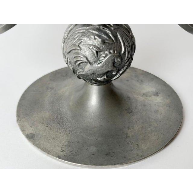 Art Deco Swedish Pewter Candelabra with Horse Relief from Svenskt Tenn, 1932 For Sale - Image 6 of 14
