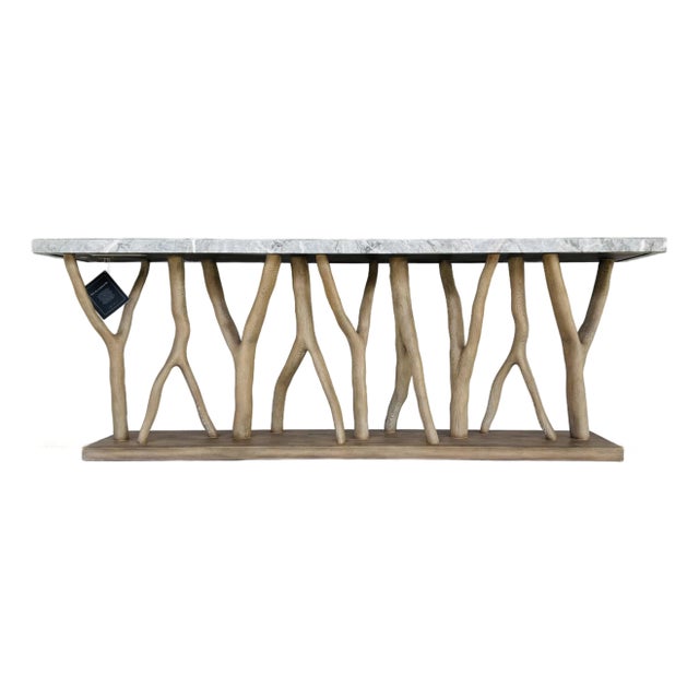 Hooker Organic Modern Gray Stone Sculptural Surfrider Console Table For Sale
