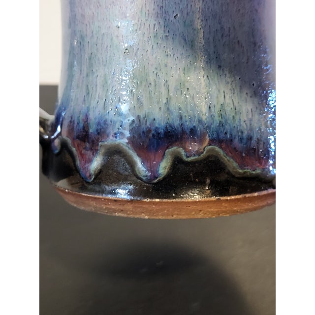 1990s Studio Pottery Mug Gradient Blue Purple For Sale - Image 13 of 14