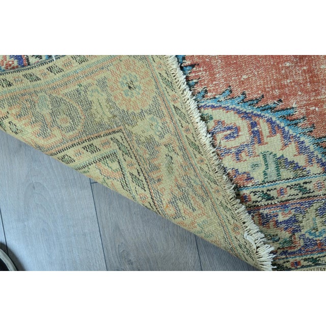 1960s Vintage Muted Orange Oushak Boho Rug For Sale - Image 10 of 11