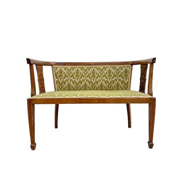 Antique Edwardian Satinwood Inlaid Parlour Salon Sofa, Early 20th Century For Sale - Image 14 of 14
