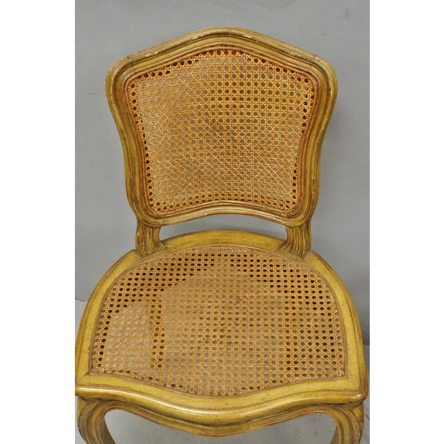 Mid 20th Century Vintage French Provincial Louis XV Style Cane Dining Side Chairs - Set of 6 For Sale - Image 5 of 18