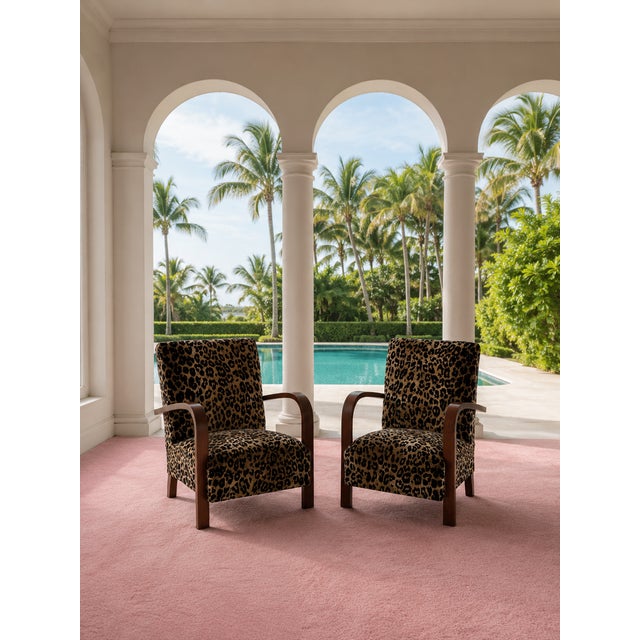Deco Armchairs in Animalier Fabric, 1930s, Set of 2 For Sale - Image 9 of 9