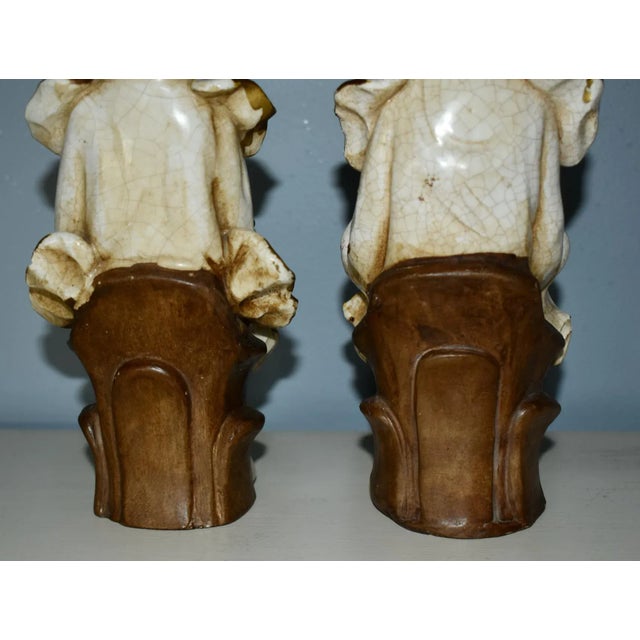 Ceramic Vintage Pair of Italian Made Asian Figures For Sale - Image 7 of 12