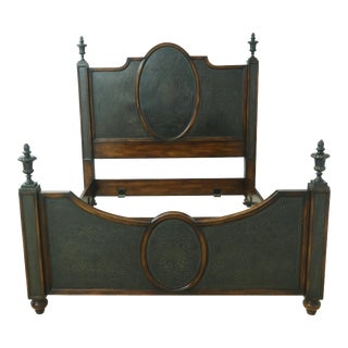 Theodore Alexander Queen Size Copper & Mahogany Bed For Sale