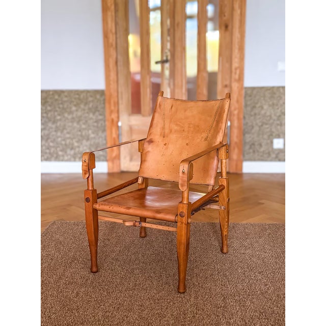 Safari Lounge Chair in Oak and Cognac Leather by Wilhelm Kienzle for Kaare Klint, 1950s For Sale - Image 14 of 14