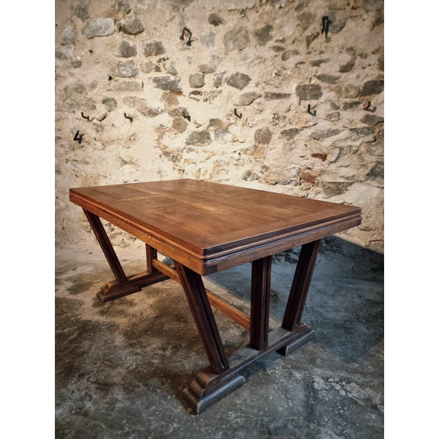 Vintage French Arts & Crafts Style Oak Table, 1930s For Sale - Image 12 of 18
