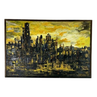 Hipolito Jimenez, Sunset Over Paris, 1950s, Oil on Canvas For Sale