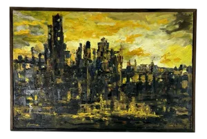 Hipolito Jimenez, Sunset Over Paris, 1950s, Oil on Canvas