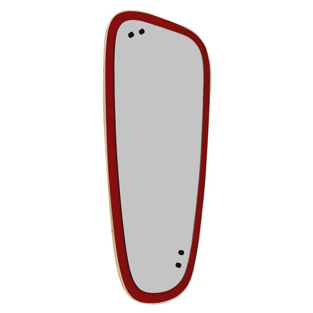 Mid-Century German Model Rockabilly Asymmetric Brass Original Kidney Wall Mirror by Zier, 1960s For Sale