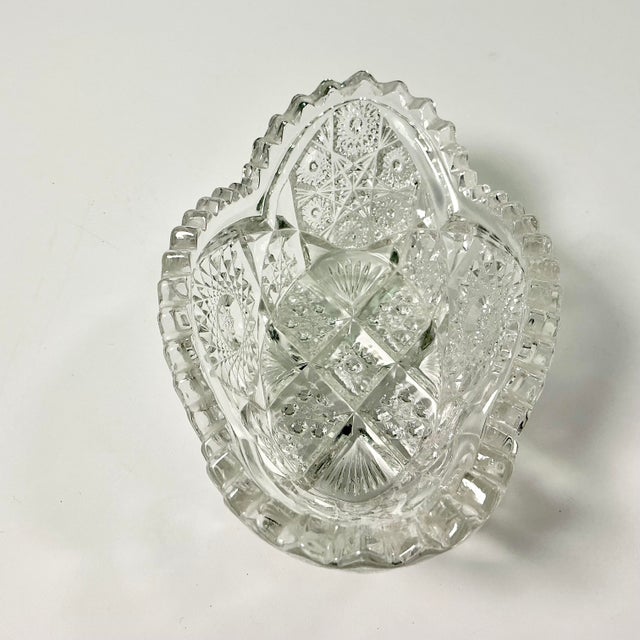 Transparent Late 1800s Antique Boho Chic Hollywood Regency American Brilliant Cut Deep Relish Serving Dish For Sale - Image 8 of 11