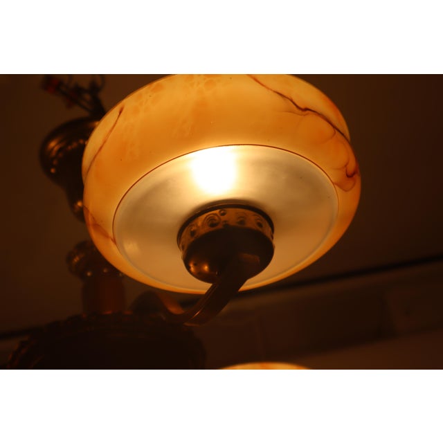 Danish Art Deco Chandelier with Alabaster-Look Glass Bowls For Sale - Image 17 of 18