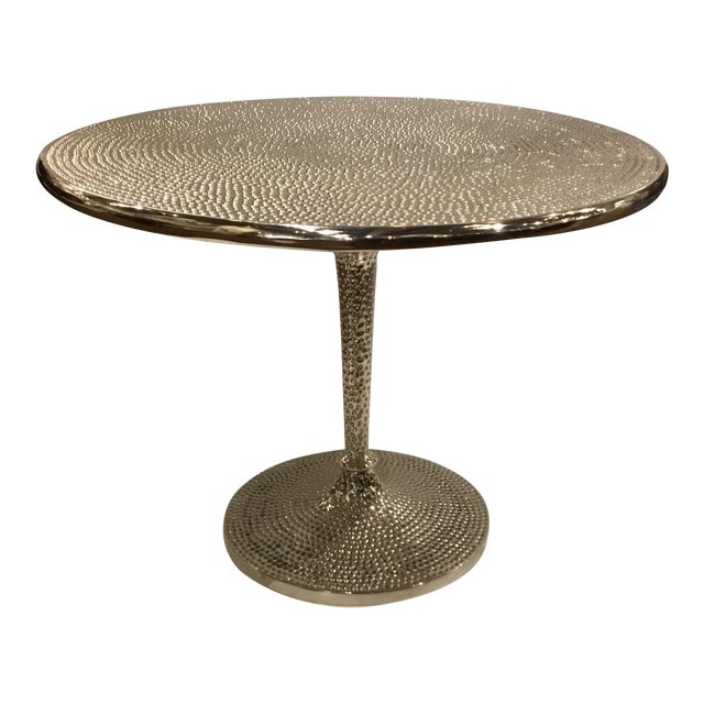 Currey & Co. Silver Hammered End Table Chairish
