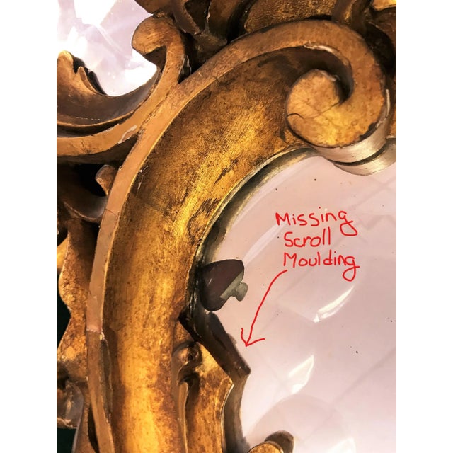 Wood Early 19th Century Victorian Mirror With Elaborate Beveled Edge, Staggered Candle Shelves, and Gilt Wood Finish For Sale - Image 7 of 13