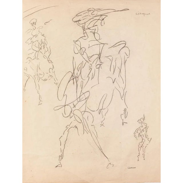 Study of Figure is original drawings in pen on ivory paper, realized by Louis Durand, with the stamp of ''Louis Durand''...