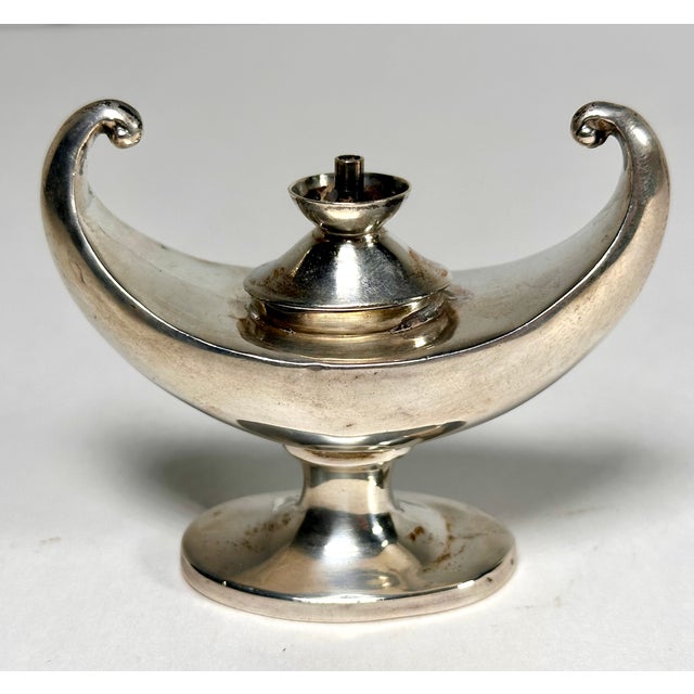 Traditional 1910s Sterling Aladdin Lamp of Learning Cigar Table Lighter by Marks & Cohen For Sale - Image 3 of 18
