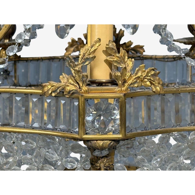 19th Century Louis XVI Style, Chandelier, Dore Bronze, Crystal, France For Sale - Image 9 of 11