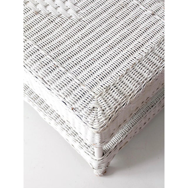 Antique White Wicker Coffee Table For Sale - Image 13 of 13
