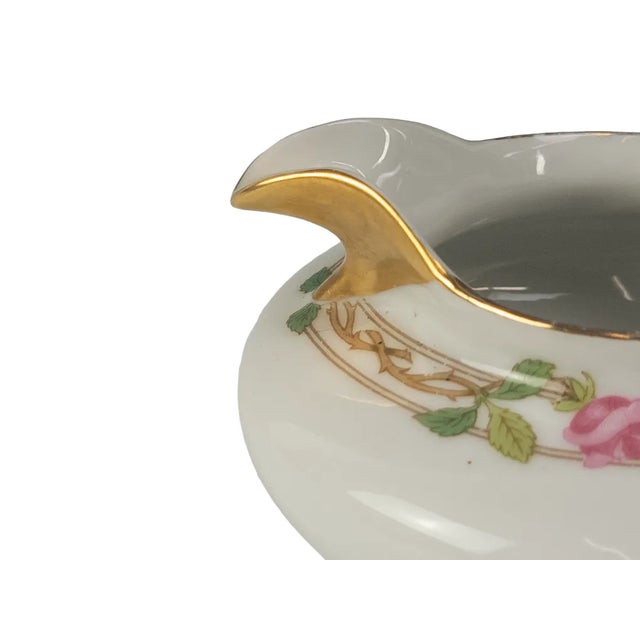 Limoges, France w.m. Guerin Limoges “Rose & Stem” Creamer, Hand-Gilded French Porcelain Circa 1900–1932 For Sale - Image 4 of 9