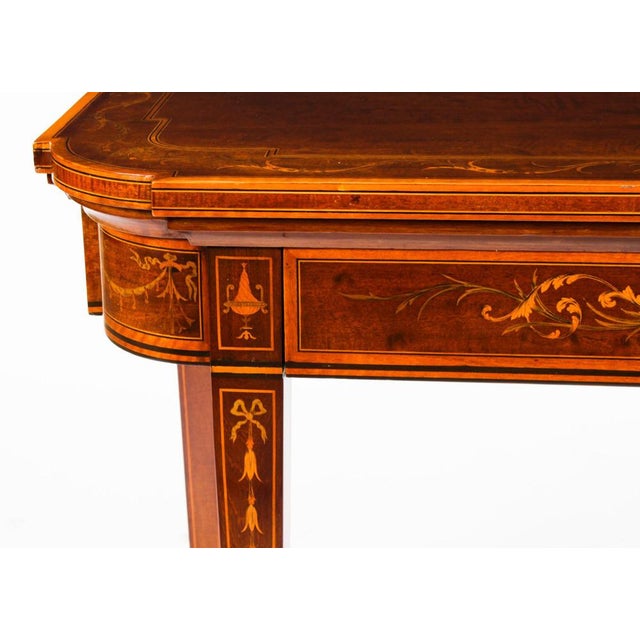 Victorian Mahogany Inlaid Card Game Table, 19th Century For Sale - Image 14 of 18