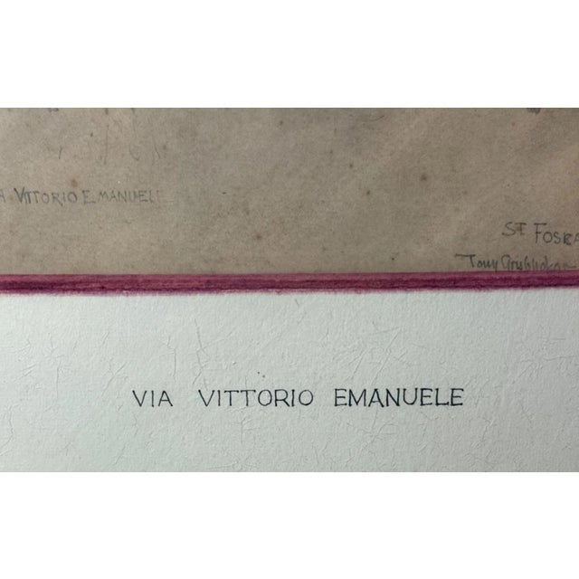 Drawing/Sketching Materials 1930s Original via Vittorio Emanuele Cityscape Pencil Drawing Realism Tony G. For Sale - Image 7 of 10