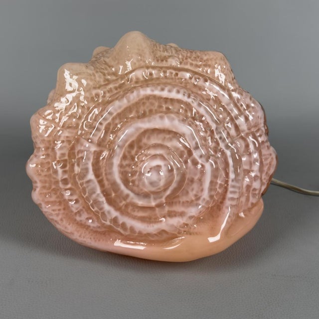 Pink Pink Murano Glass Shell Table Lamp from Mazzega, 1970s For Sale - Image 8 of 18