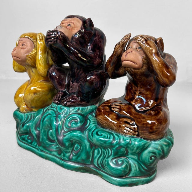 Kutani-Yaki Three Wise Monkeys Sculpture by Nukagawa Kiyoshi, Japan, 1960s For Sale - Image 4 of 18