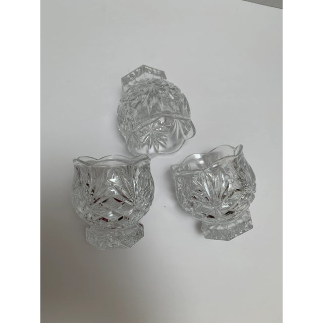 1980s Vintage Cut Glass Votive Candleholders, Set of Three For Sale - Image 5 of 8
