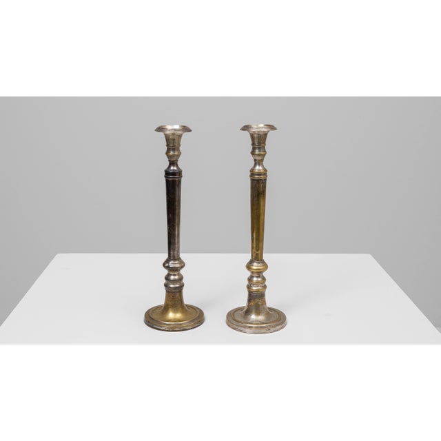 20th Century French Brass Candlesticks - A Pair For Sale In Greensboro - Image 6 of 18