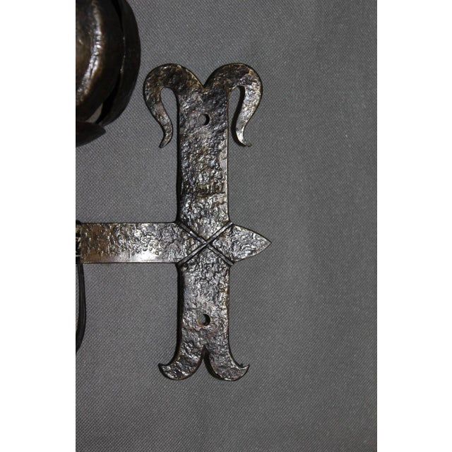 Medieval Wrought Iron Wall Sconces by Reboulet, 1950s, Set of 2 For Sale - Image 9 of 13
