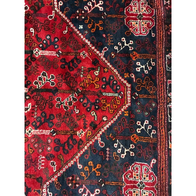 Mid 20th Century Mid-20th Century Persian Shiraz Qashqai Hand-Knotted Wool Rug For Sale - Image 5 of 11