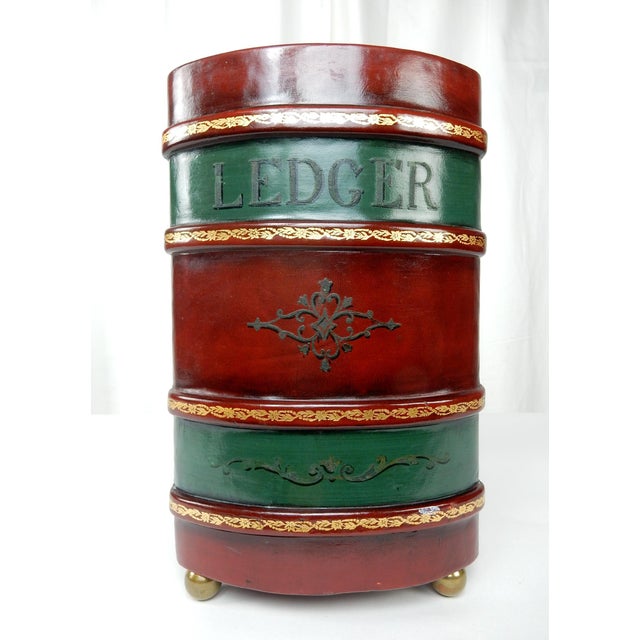 Large Leather Bound Ledger Book Motif Magazine Holder from Italy, 1950s For Sale - Image 4 of 8