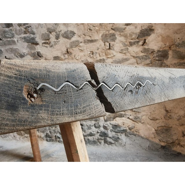Wood Primitive Oak Worktable, Hungary, 1910s For Sale - Image 7 of 17