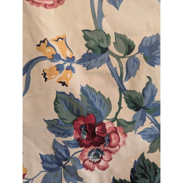 Raspberry Red Schumacher Waverly Cabbage Rose Chintz Botanical Upholstery Fabric- 7 Yards For Sale - Image 8 of 9
