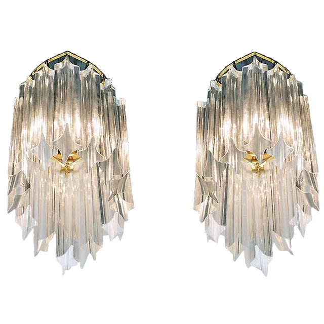 Wall Sconces in Crystal & Gilt Brass from Palwa, 1960s, Germany, Set of 2 For Sale