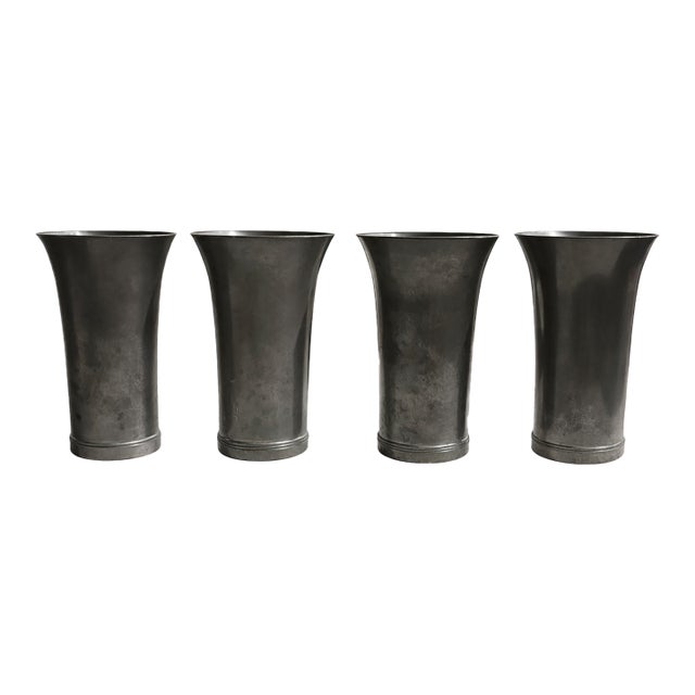 Antique English w.i. Colishaw Pewter Trumpet Beakers / Cups – Set of 4, Circa 1910–1920 For Sale