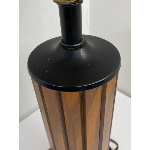 Brown Vintage MCM Gruvwood Eames Era Woven Fiberglass Double Shade Table Lamp For Sale - Image 8 of 11