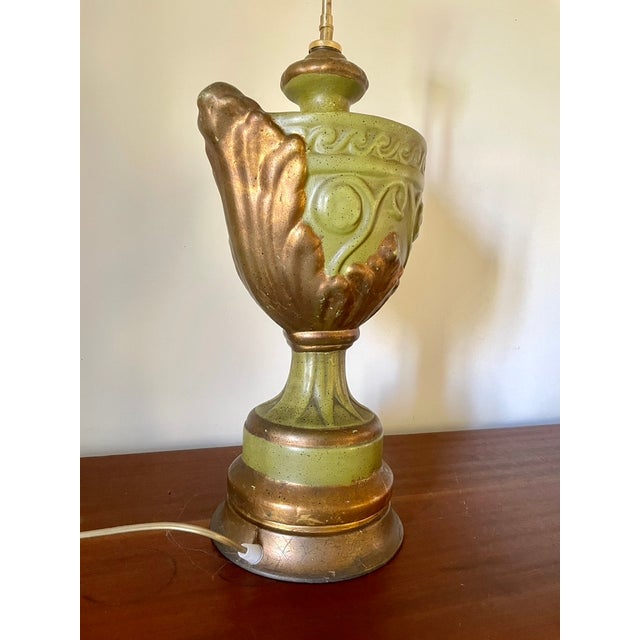 1950s Large Bronze-Green Ceramic Lamp, 1950s For Sale - Image 5 of 18