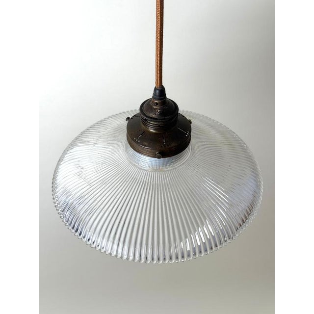 Art Nouveau Prismatic Glass Pendant Light from Holophane, Germany, 1910 For Sale - Image 8 of 17