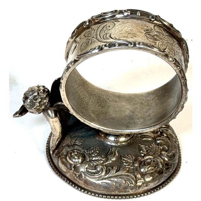 Victorian Figural Winged Cherub Silverplate Napkin Ring by Wilcox Silver Co. For Sale In West Palm - Image 6 of 8