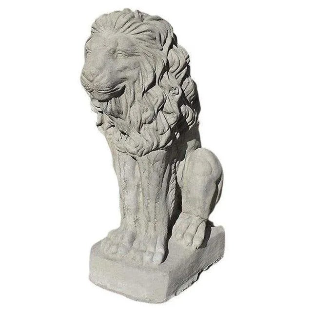 Stone Two Tall Gray Architectural French Sitting Stone Concrete Lions, a Pair For Sale - Image 7 of 8