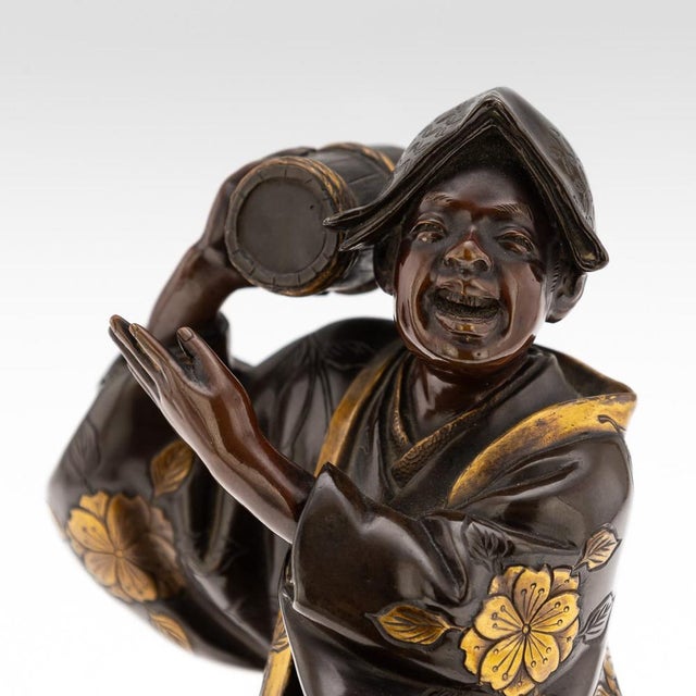 Antique Japanese Gilt Bronze Kawaraban Figurine from Miyao Eisuke Company, 19th Century For Sale - Image 9 of 18